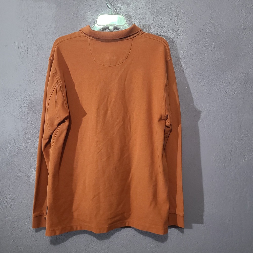 Orvis Long Sleeve Rugby Polo Shirt Mens M Deep Orange 3CS8 Cotton  Logos Layer - Picture 11 of 11